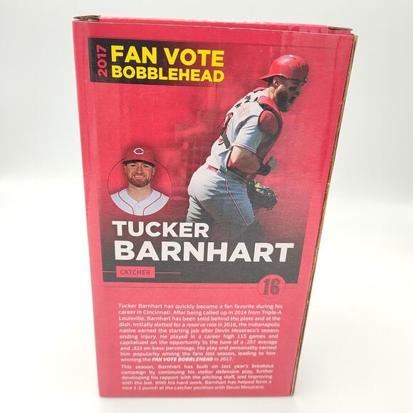 TUCKER BARNHART BOBBLEHEAD 2017 CINCINNATI BELL SGA REDS/STILL IN BOX - Picture 3 of 4